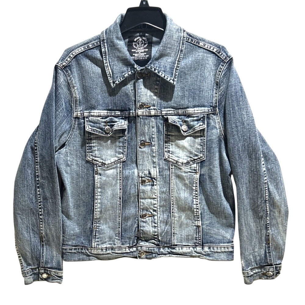 Vintage Monte Carlo Denim Jacket Trucker Style Blue Jean Button Up Size Medium‎